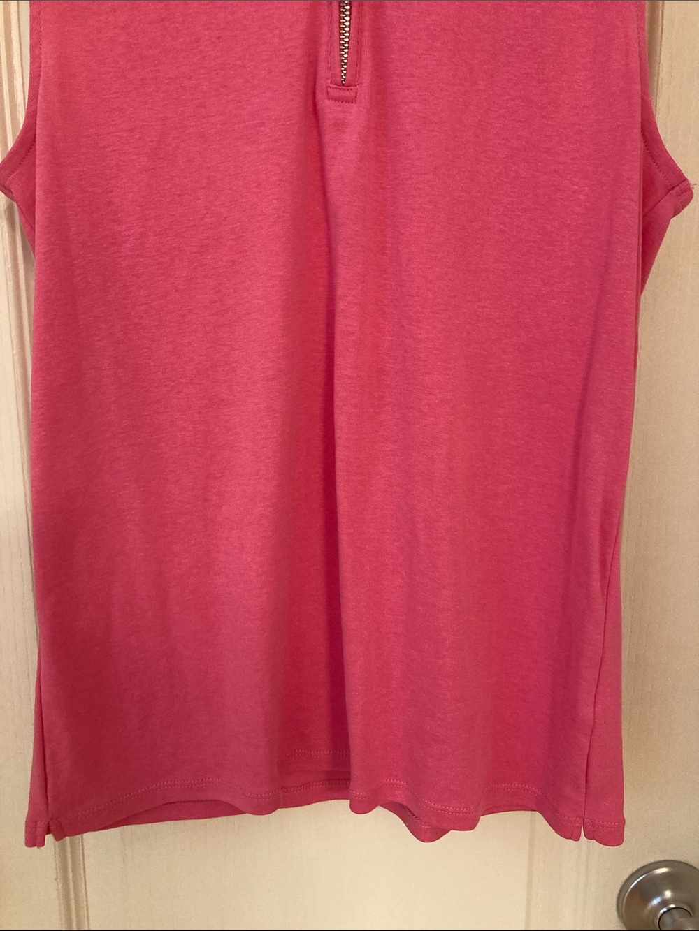 Sleeveless Zip Polo Tank in Bright Pink - Picture 4 of 8
